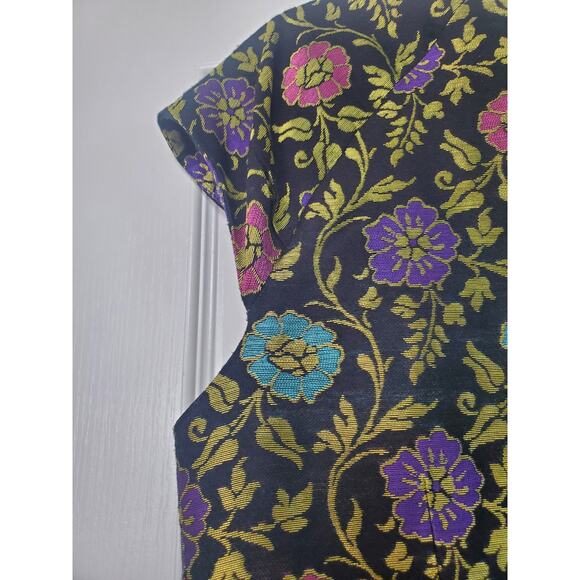 Josie Natori Ornate Dark Floral Jacquard Italian Cocktail Mini Dress, Size 12 - Picture 9 of 12